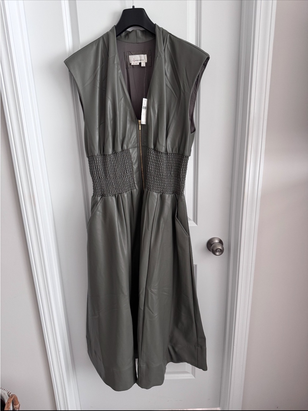 The Tommie Cap-Sleeve Smocked Front-Zip Shirt Dress by Anthropologie - Picture 5 of 7